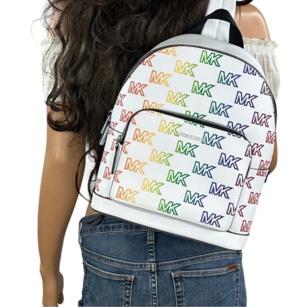 Michael Kors White Sling with Multicolor MK Logo